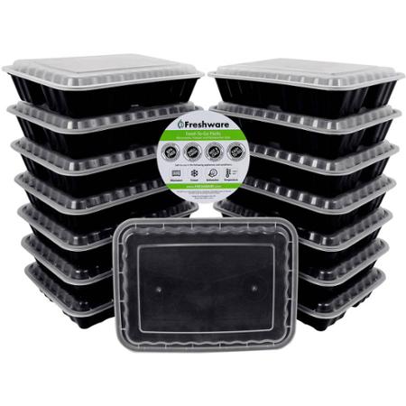 Freshware Meal Prep Containers [21 Pack] 3 Compartment with Lids, Food  Storage Containers, Bento Box , BPA Free , Stackable ,  Microwave/Dishwasher/Freezer Safe, Portion Control, 21 Day Fix (24 oz) 