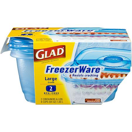 Glad FreezerWare Small Food Storage Containers, 24 Ounces, 4 Count (Pack of  2)